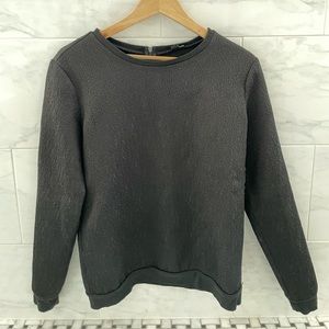 Ann Taylor Textured Long Sleeve Black Sweater